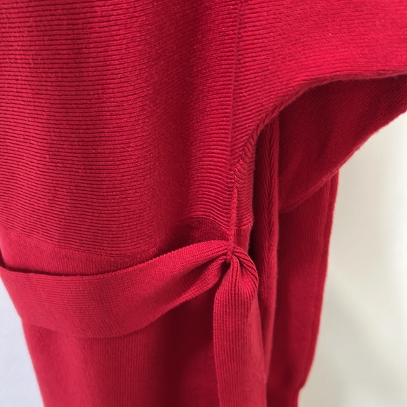 MEROKKETY WOMEN OFF THE SHOULDER RIBBED DRESS WITH TIE LONG SLEEVE RED Sz XL NEW - Picture 8 of 10